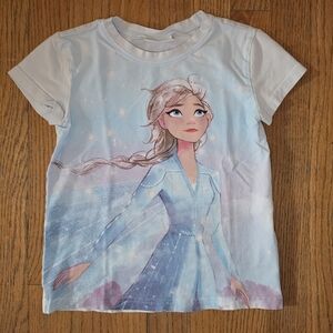 Coccodrillo Frozen Elsa Light Blue Short Sleeve Graphic Tee Girls Size 6/ EU 116